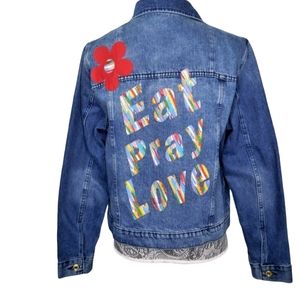 Michael Kors Eat Pray Love Upcycled Denim Jacket M (11624)